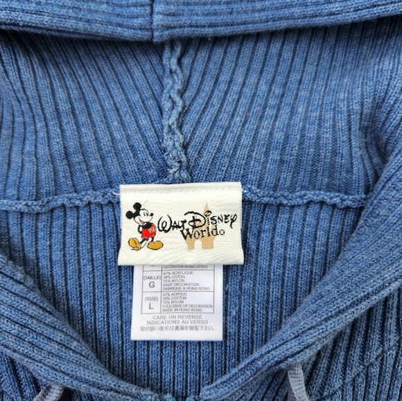 Walt Disney World Vintage Spellout Grumpy Full Zip Hoodie Blue Size Large - Picture 4 of 7